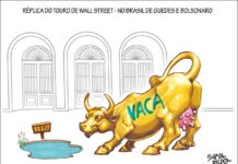 RÉPLICA DO TOURO DE WALL STREET -NO BRASIL DE GUEDES E BOLSONARO