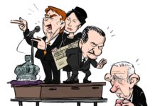 Charge >Nando Motta -Palanque no velório