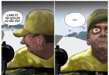 Charge >Aroeira -Enquanto isso, no para-brisa do Brasil….