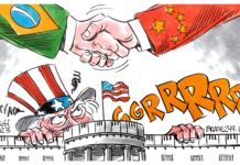 Charge >Latuff -Para o desgosto do Tio Sam