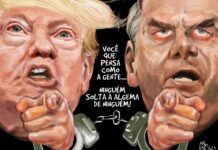 Charge >Aroeira -“Acontece nos EUA, acontece no Brasil”