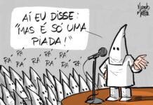 Charge >Nando Motta -Racismo não é piada!