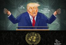 O RALHO do AROEIRA >A diferença entre um estadista e um narcisista imbecil. Acima, o imbecil em sua glória alaranjada.